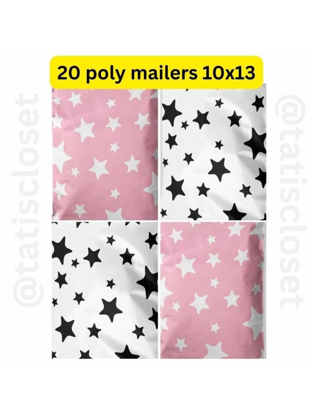 20 Pink White Star 20 white black star size 10x13